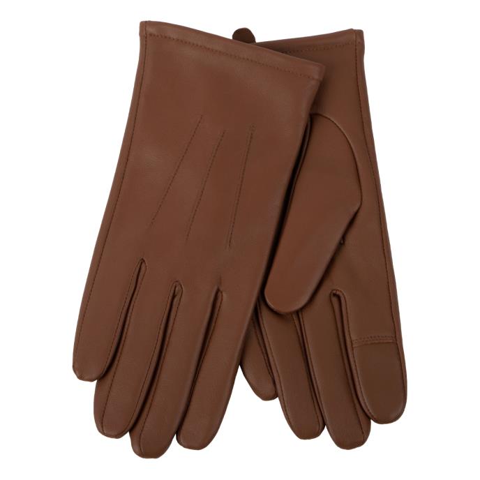 Isotoner® Ladies Three Point Leather Glove With SmarTouch® Tan Extra Image 1